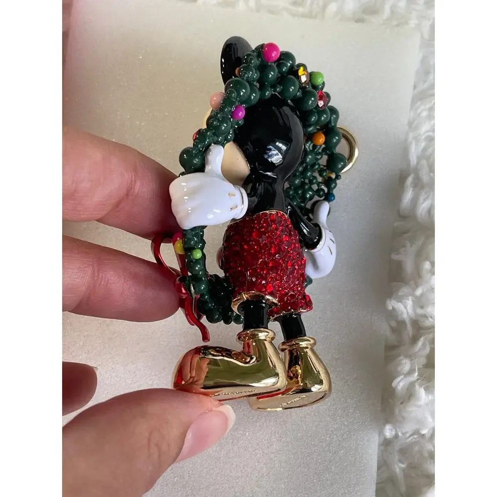 Disney BaubleBar Mickey Mouse Christmas Wreath Bag Charm Keychain Holiday NEW